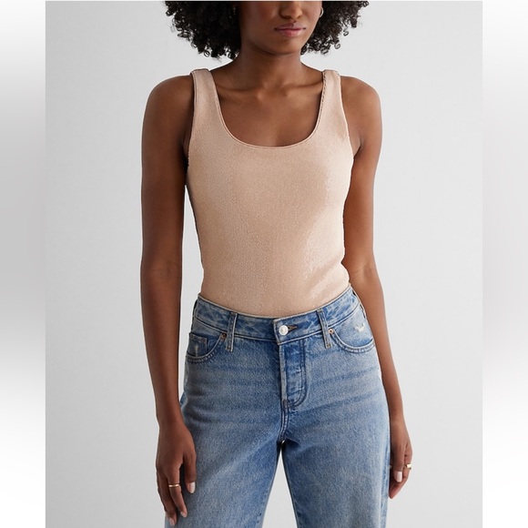 NWT Express Body Contour Sequin Scoop Neck Bodysuit - Picture 3 of 6